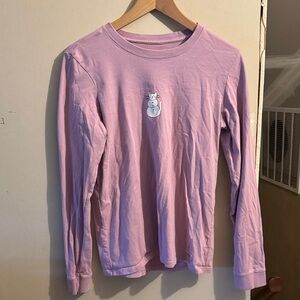 Life Is Good Lavender Kitty Snowman Long Sleeve Tee